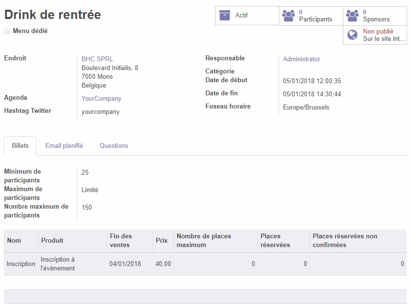 MyOdoo Networker Gestion d'un événement avec MyOdoo Networker