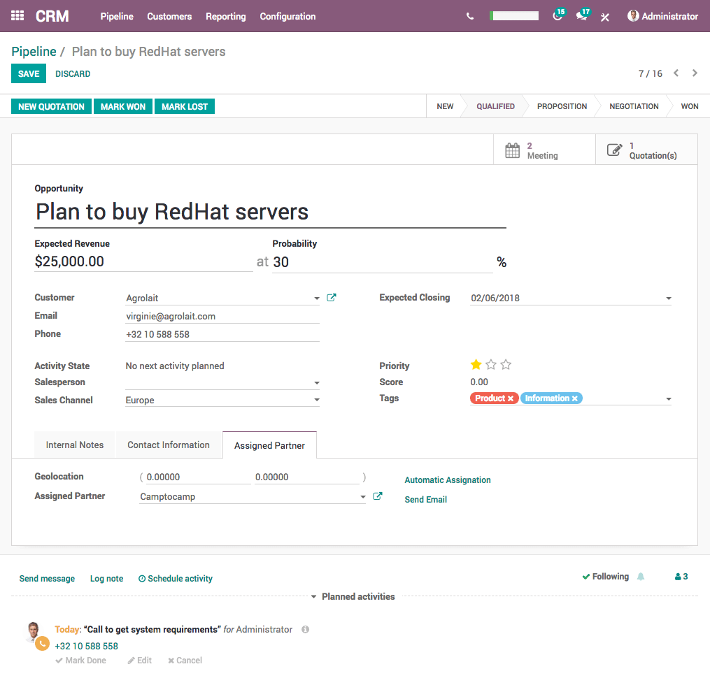 Pipeline CRM Odoo